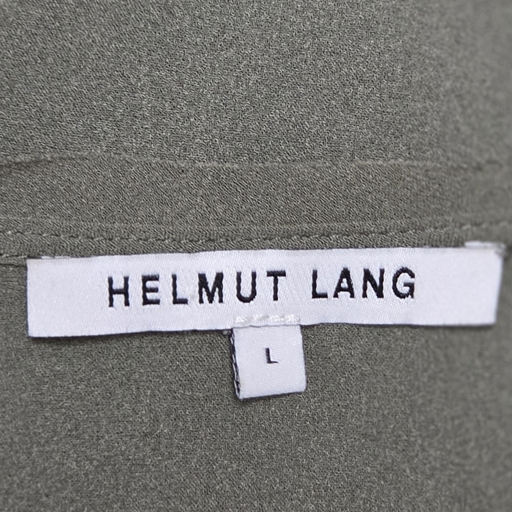 Helmut Lang Blouse Draped Wing Sheer Top Oversized Shirt Olive Green Size Large - Picture 5 of 6